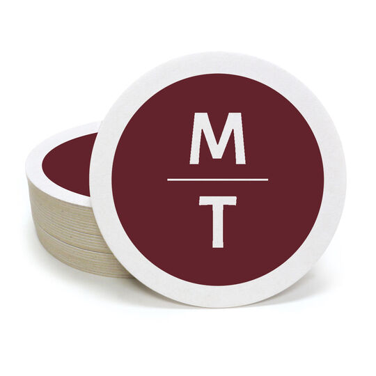 Stacked Initials Inverse Round Coasters